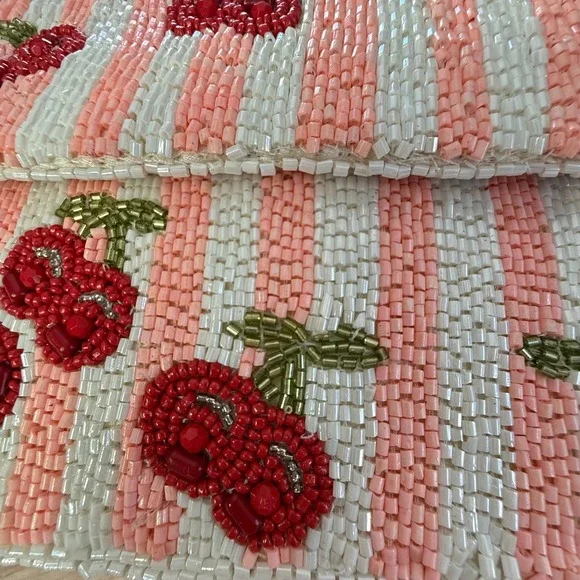 Viral TikTok Beaded Cherry Striped Bag - Picture 2 of 8